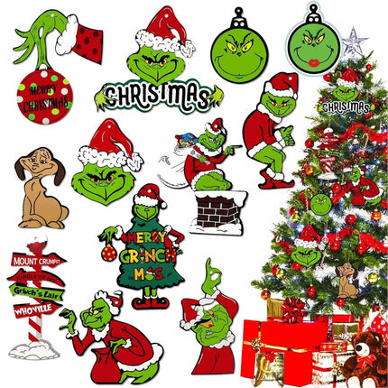 24 Piece Merry Christmas Grinch Ornaments Tree Hanging Decoration Figure Pendant