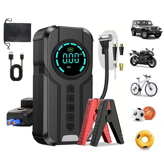 8000A Car Jump Starter with Air Compressor Portable Car Battery Booster with LED