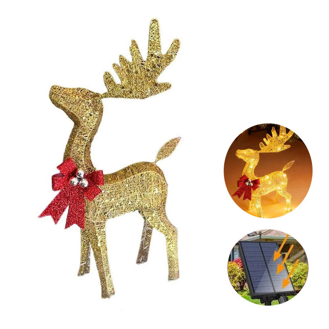 80cm Christmas Decoration Reindeer LED Lights Light up Solar Iron Frame Door