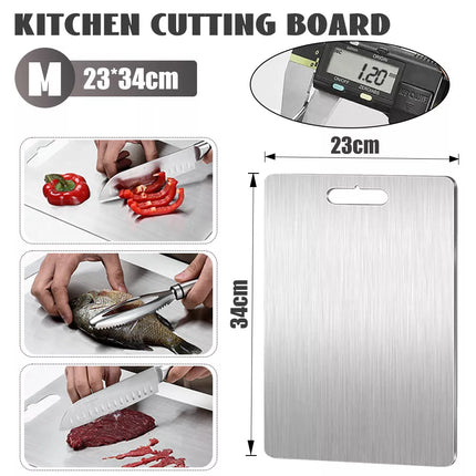 Stainless Steel Cutting Board Double-Sided Chopping Boards For Kitchen Camping 34*23(1.2mm)