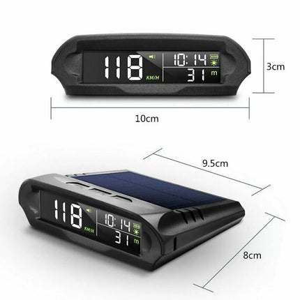 Wireless Solar GPS Speedometer Powered Car HUD Head-Up Display Digital Universal