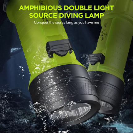 Scuba Diving Flashlight Rechargeable Dive Light Underwater Torch IPX8 Waterproof