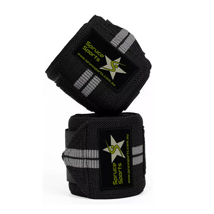 Pair Of Black Heavy Duty Elbow Wraps For Powerlifting And Bodybuilding