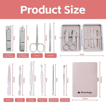 10PCS Nail Clippers Set Stainless Manicure Pedicure Kit Cuticle Grooming Case