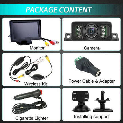 5" Reverse Camera Wireless Reversing Cam Car Truck Caravan 12V Rear Monitor View