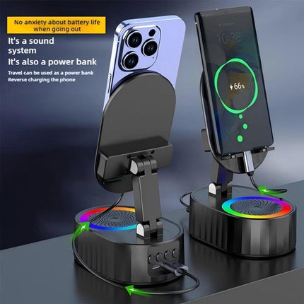 3-In-1 Phone Holder Inductive Bluetooth Speaker Holder 360°Rotating Folding Gift