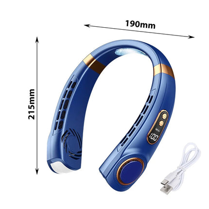 Neck Fan LCD Digital Bladeless Electric Wearable USB Rechargeable Air Cooler Kit