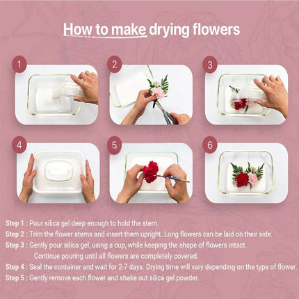 Flower Drying Silica Gel Sand Crystals Reusable Desiccant DIY Craft 1000g