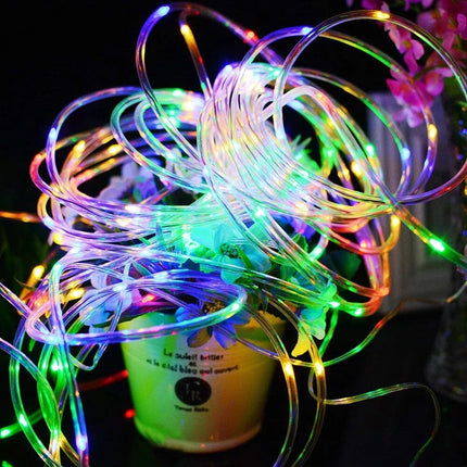Solar 10M  Multicolored LED Rope Light PVC Hard Tube Party Christmas Lights Xmas 8Mode