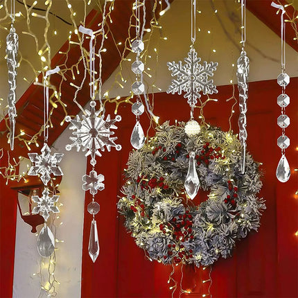 Snowflake Icicle Ornament Christmas Xmas Tree Decoration Hanging Pendant Decor