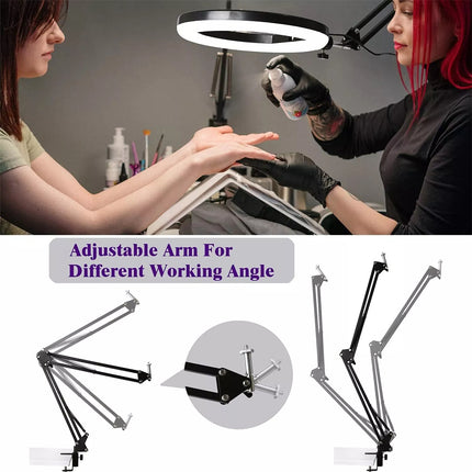 Overhead Phone Mount with Ring Light, Flexible Arm Tripod Phone Camera Holder