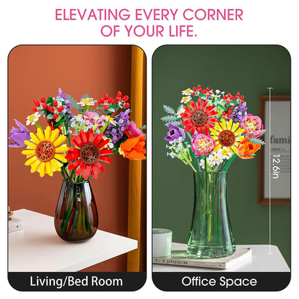 Flower Bouquet Plants Building Blocks Mini Bricks Artificial Creative Decoration