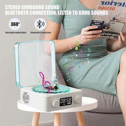 Portable Vintage Vinyl Speaker Wireless with Adjustable Light for Bedroom Party