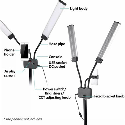 45W Dimmable LED Beauty Light Stand Makeup Live Eyelash Extensions Tattoo Studio