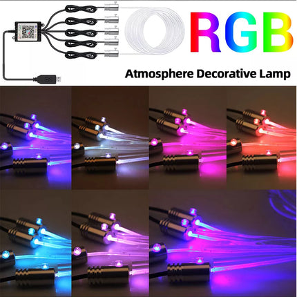 12V RGB Car Interior LED Lights Fiber Optic Neon Wire Strip Atmosphere Light USB