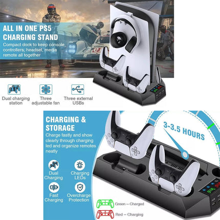 PS5 Stand with Cooling Station PS5 Controller Charging Station for Playstation 5
