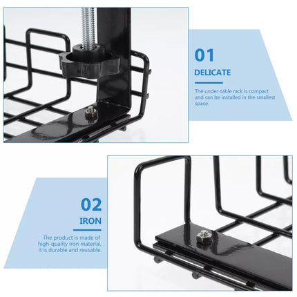 Under Desk Cable Management Tray Organizer for Wire Cord Power Charger Plugs