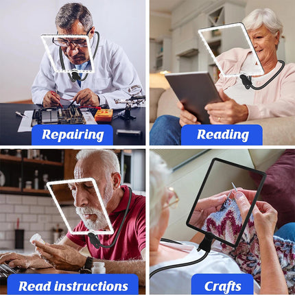 5X Hands Free Magnifying Glass with LED Light, Neck Cord for Reading, Sewing