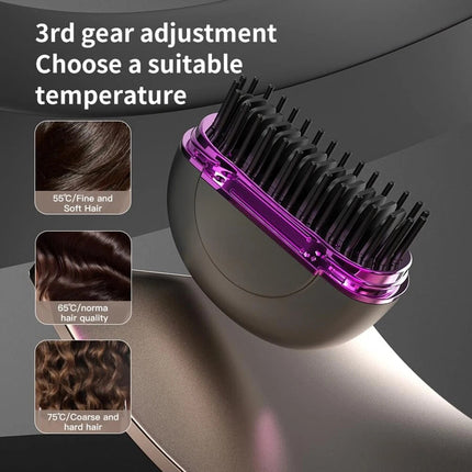Portable Hair Straightener Brush Hair Hot Comb Cordless Hair Beard Straightener