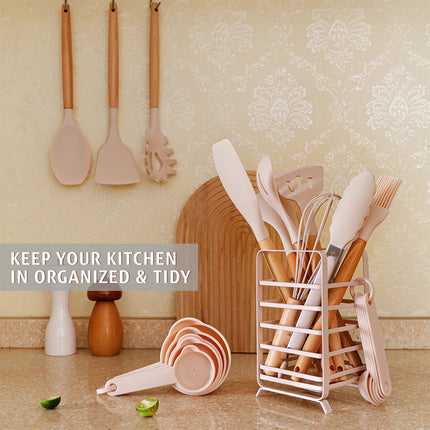 32PCS Silicone Utensils Set BPA Free Heat Resist Kitchen Baking Cookware Wooden