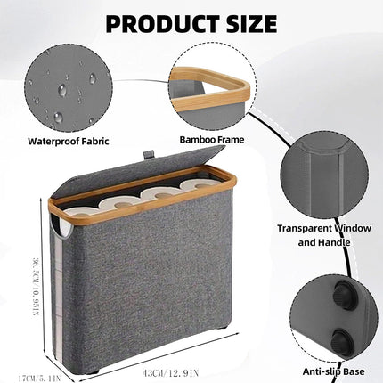 Toilet Paper Holder Bathroom Organizer with Lid Paper Storage Basket Collapsible