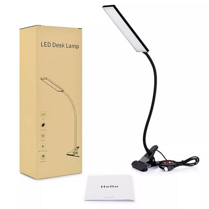 Dimmable Clip On LED Desk Lamp Eye Care USB Power Light Adjustable Clamp