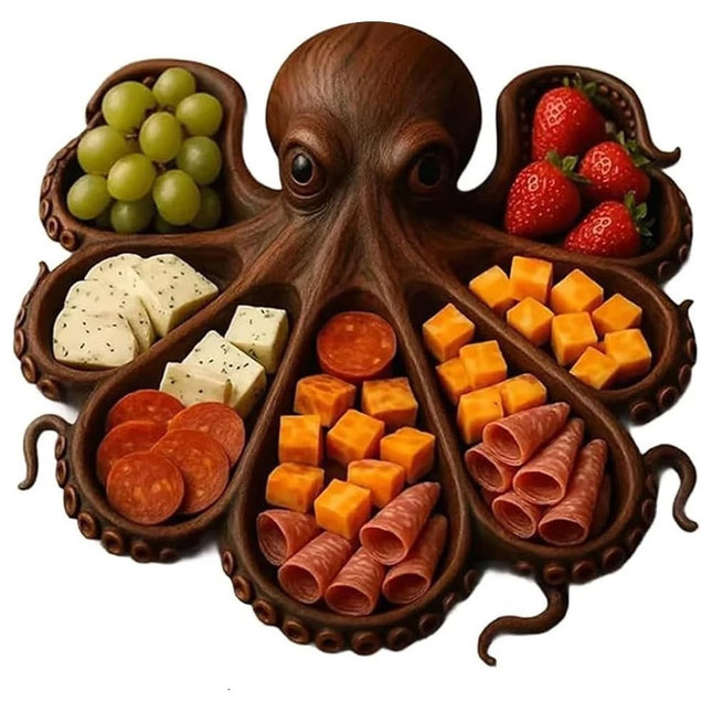 Unique Octopus Charcuterie Board Ocean Themed Wood Cheese & Meat Serving Platter