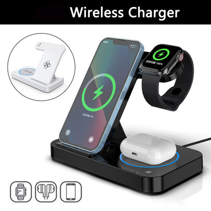 3 in 1 Fast Wireless Charger Foldable Station iPhone Apple Watch AirPods White