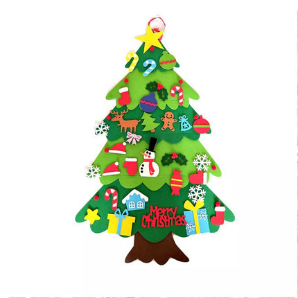 Felt Christmas Tree Set DIY with 32pcs Removable Ornaments Xmas Hand Craft Decor