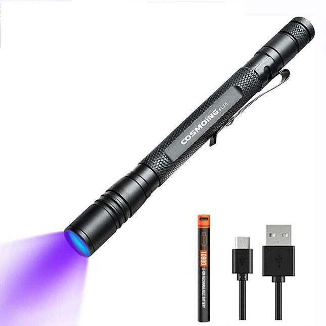 Rechargeable 395nm UV Lights 10900 Battery Tactical LED Black Light Flashlight