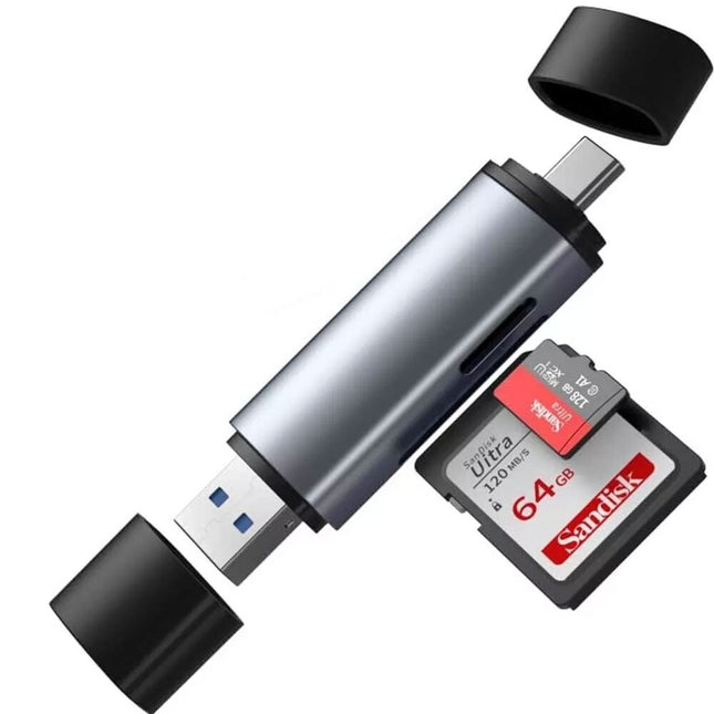 USB & USB-C Memory Card Reader for SD & TF (MicroSD) Cards - OTG Macbook Iphone