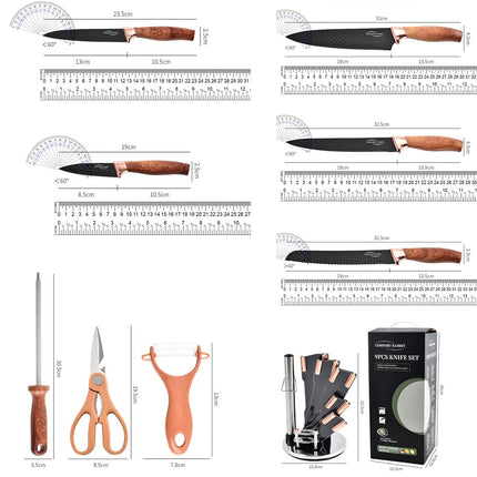 Kitchen Knife 9pcs Block Set Microsharp Knives Stainless Steel Gift Scissor Tool