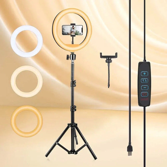 210cm LED Ring Light with Tripod Stand Phone Holder Streamer Studio Photo Makeup Lamp