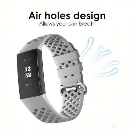 Fitbit Charge 3 4 Watch Soft Silicone Sports Replacement Band Wrist Strap Grey
