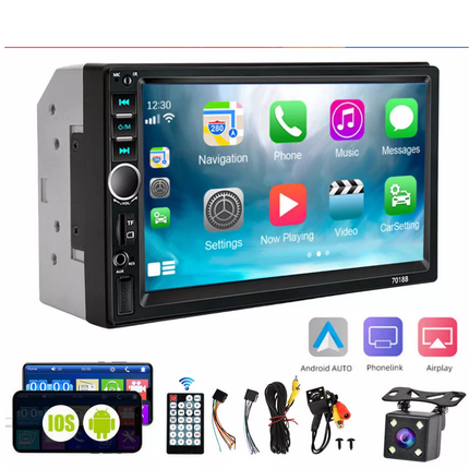7" Double 2 DIN Bluetooth Head Unit Car Stereo Touch Screen Radio FM/TF/USB/AUX