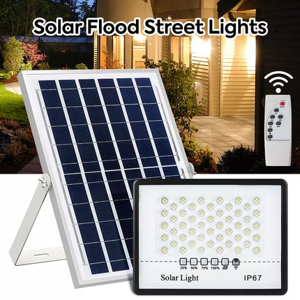 300W Solar Flood Light Dusk To Dawn LED Security Street Light & Remote Timer