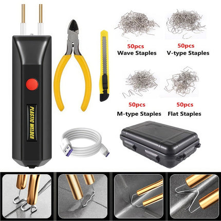 Hot Stapler Gun Plastic Welder Repair Car Bumper Welding Machine with 200 Staple Black