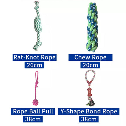 10 PCS Durable Cotton Rat Rope Pet Toys Puppy Dog Cat Pull Teeth Chew Toy Set
