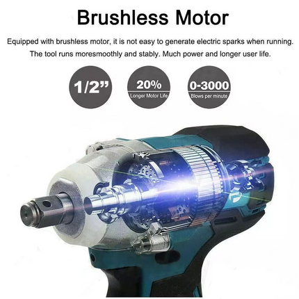 1/2" Cordless Impact Wrench Driver Brushless Rattle Gun For Makita 18V Battery