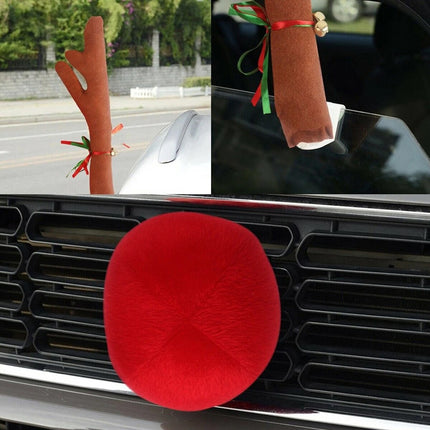 3PCS Christmas Car Truck Van Costume Brown Reindeer Antlers Red Nose Xmas Décor