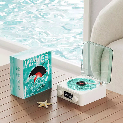 Portable Vintage Vinyl Speaker Wireless with Adjustable Light for Bedroom Party