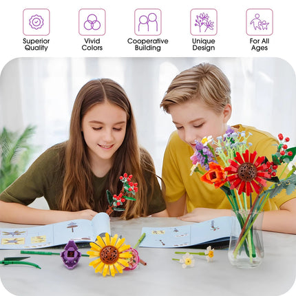 Flower Bouquet Plants Building Blocks Mini Bricks Artificial Creative Decoration