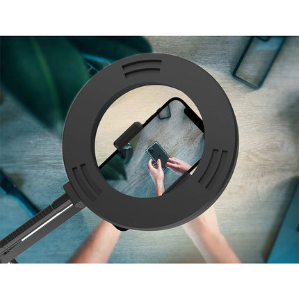 Overhead Phone Mount with Ring Light, Flexible Arm Tripod Phone Camera Holder