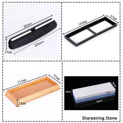Double Sided Knife Block Knife Holder Banboo Sharpening Stone