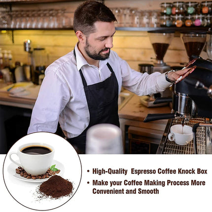 Black Bucket Coffee Waste Container Tamper Tube Bin Knock Box Espresso Grinds