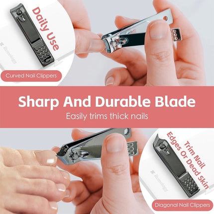 10PCS Nail Clippers Set Stainless Manicure Pedicure Kit Cuticle Grooming Case