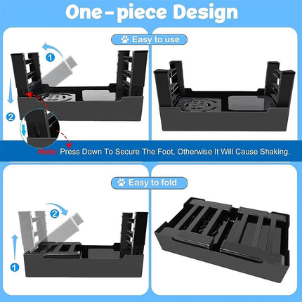 1X Elevated Pet Feeder 4 Height Adjustable Raised Dog Cat Slow Food Water Bowl