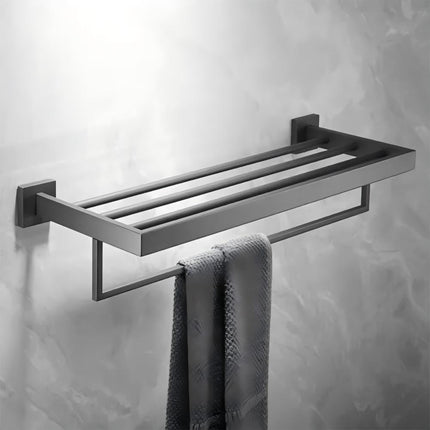 304 Stainless Steel Double Towel Rail Rack Bathroom Shelf Holder Wall Mounted