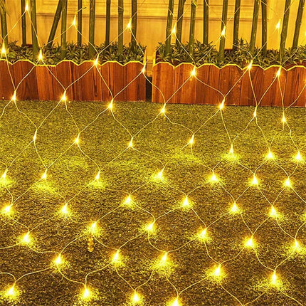 Solar LED Mesh Net Curtain Light String Fairy Wedding Party Garden Outdoor Xmas 1.1*1.1m 100leds