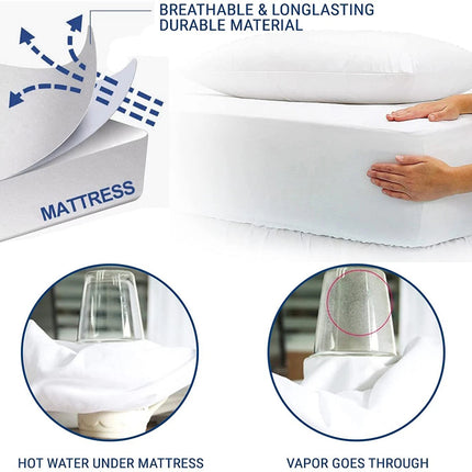 Cotton Fleece Fully Fitted Mattress Protector 100%Waterproof Double Size Bed Soft